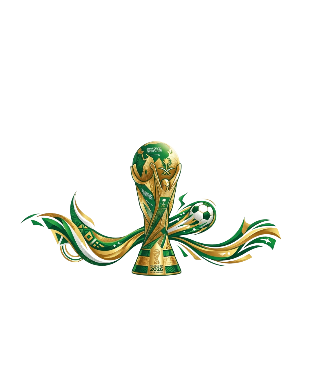 كأس العالم مع علم السعودية